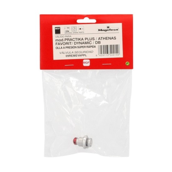 Valvula De Seguridad Compatible Con Olla A Presión Súper Rápida Magefesa Nova, Nova Pro, Prisma y Astra, Recambio oficial al por