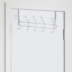 Perchero Cromado Colgante Para Puerta 5/10 Ganchos, Terminacion Blanca,