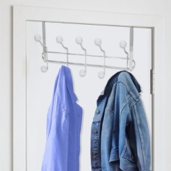 Perchero Cromado Colgante Para Puerta 5/10 Ganchos, Terminacion Blanca,