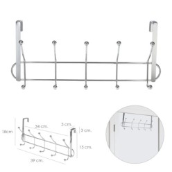 Perchero Cromado Colgante Para Puerta 5/10 Ganchos, Terminacion Metalica,