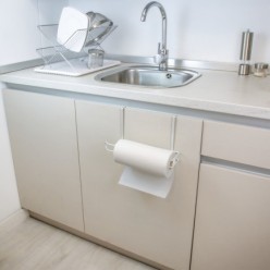 Colgador Portarrollos Papel Cocina, Acero Para Puertas, Encimeras, Muebles, 32,5x18x10 cm,