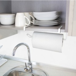 Colgador Portarrollos Papel Cocina, Acero Para Puertas, Encimeras, Muebles, 32,5x18x10 cm,