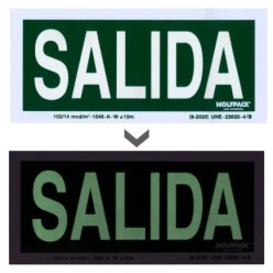 Cartel / Señal Fluorescente Salida 22x10 cm,