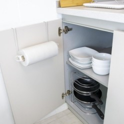 Colgador Portarrollos Papel Cocina, Acero Para Puertas, Encimeras, Muebles, 32,5x18x10 cm,