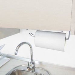 Colgador Portarrollos Papel Cocina, Acero Para Puertas, Encimeras, Muebles, 32,5x18x10 cm,