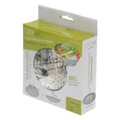 Cesta Vaporera Acero Inoxidable, Plegable Ø 13,5 / 23 cm, Cocina Al Vapor,