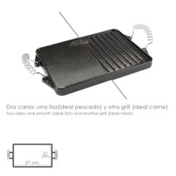 Plancha Hierro Fundido Esmaltada Rectangular 21 x 27 cm,