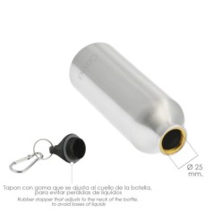 Botella de Agua Aluminio Con mosqueton, Cierre hermetico 500 ml,