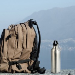 Botella de Agua Aluminio Con mosqueton, Cierre hermetico 500 ml,