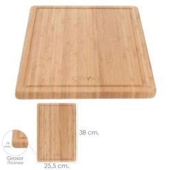 Tabla Cortar Cocina Fabricada En Madera De Bambu 100% Con Ranura 32x25,5 cm,Tabla Cortar,Carne Pescado,Verduras,Frutas,Alimentos