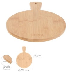 Tabla Cortar Cocina Redonda Hecha En Madera De Bambu 100% Con Mango Ø26x36 cm,Tabla Cortar,Carne Pescado,Verdura,Fruta,Alimentos