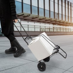 Carretilla Plegable Metalica De Carga - Porta Maletas Con Cuerda Elastica 93,5x33x44 cm, Carro De Transporte 50 Kg,