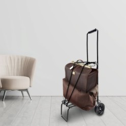 Carretilla Plegable Metalica De Carga - Porta Maletas Con Cuerda Elastica 93,5x33x44 cm, Carro De Transporte 50 Kg,