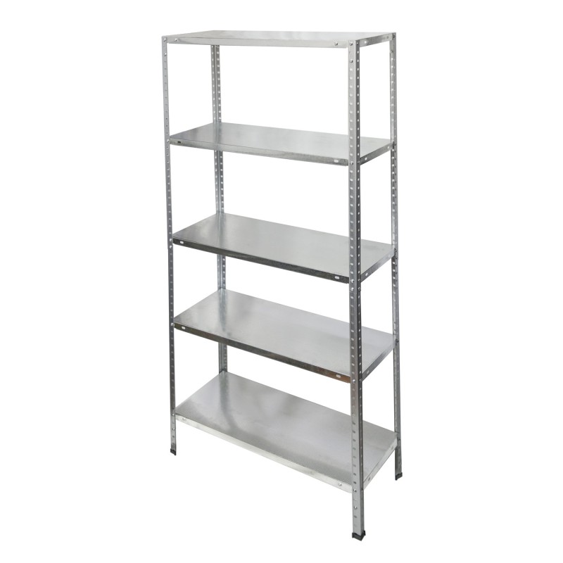Estanteria Acero Galvanizado con 5 Baldas 150x75x30 cm, Baldas ajustables, Peso maximo 150 Kg,