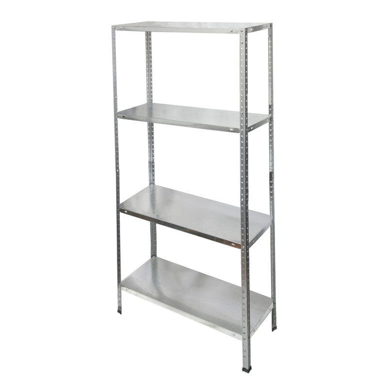 Estanteria Acero Galvanizado con 4 Baldas 150x75x30 cm, Baldas ajustables, Peso maximo 120 Kg,