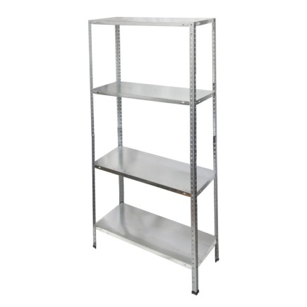 Estanteria Acero Galvanizado con 4 Baldas 150x75x30 cm, Baldas ajustables, Peso maximo 120 Kg,