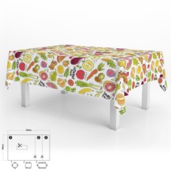 Mantel Hule Rectangular Frutas Fantasia Impermeable Antimanchas PVC 140x250 cm,  Recortable Uso Interior y Exterior