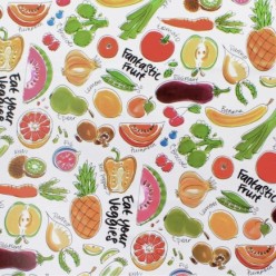 Mantel Hule Rectangular Frutas Fantasia Impermeable Antimanchas PVC 140x250 cm,  Recortable Uso Interior y Exterior