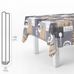 Mantel Hule Rectangular Cuisin, Impermeable Antimanchas PVC 140 cm, x 20 metros, Rollo Recortable, Interior y Exterior