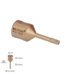 Corona Diamante Para Amoladora Ø 6 mm, Conexión Rosca M14, Corte Seco
