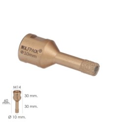 Corona Diamante Para Amoladora Ø 10 mm, Conexión Rosca M14, Corte Seco
