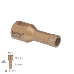 Corona Diamante Para Amoladora Ø 14 mm, Conexión Rosca M14, Corte Seco