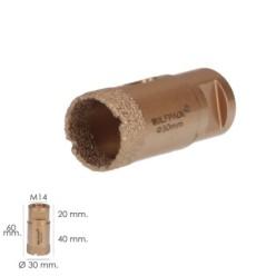 Corona Diamante Para Amoladora Ø 30 mm, Conexión Rosca M14, Corte Seco