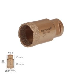 Corona Diamante Para Amoladora Ø 35 mm, Conexión Rosca M14, Corte Seco