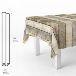 Mantel Hule Rectangular Tablones Madera, Impermeable Antimanchas PVC 140 cm, x 20 metros, Rollo Recortable, Interior y Exterior