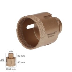 Corona Diamante Para Amoladora Ø 50 mm, Conexión Rosca M14, Corte Seco