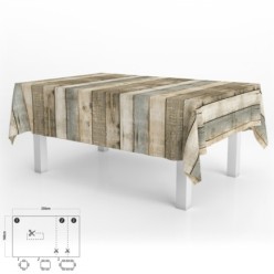 Mantel Hule Rectangular Tablones Madera Impermeable Antimanchas PVC 140 x 250 cm,  Recortable Uso Interior y Exterior