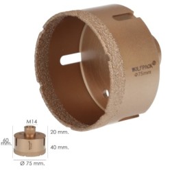 Corona Diamante Para Amoladora Ø 75 mm, Conexión Rosca M14, Corte Seco