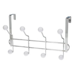 Perchero Cromado Colgante Para Puerta 4/8 Ganchos, Terminacion Blanca,