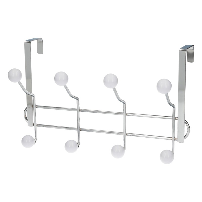 Perchero Cromado Colgante Para Puerta 4/8 Ganchos, Terminacion Blanca,