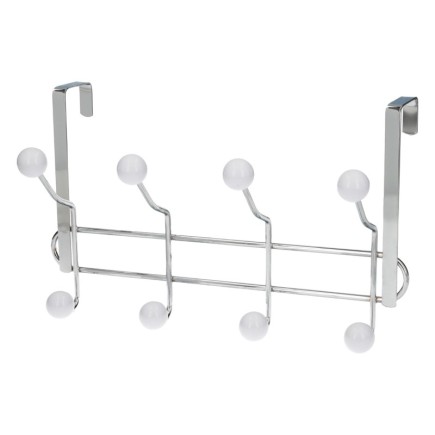 Perchero Cromado Colgante Para Puerta 4/8 Ganchos, Terminacion Blanca,
