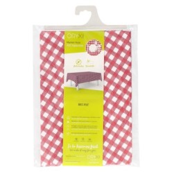 Mantel Hule Rectangular Cuadros Rojos Impermeable Antimanchas PVC 140x250 cm,  Recortable Uso Interior y Exterior