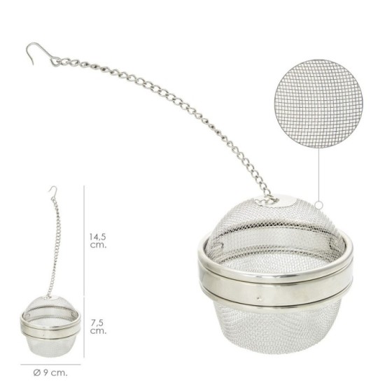 Bola Malla Para Especias / Te  / Legumbres Acero Inoxidable Ø 9 cm, Con Cadena al por Mayor | Almacén de Ferretería