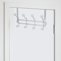 Perchero Cromado Colgante Para Puerta 4/8 Ganchos, Terminacion Blanca,