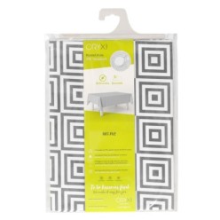 Mantel Hule Rectangular Rombos Grises Impermeable Antimanchas PVC 140x250 cm,  Recortable Uso Interior y Exterior