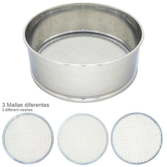 Harinero Tamizador Acero Inoxidable Ø 20 cm, Con 3 Mallas Intercambiables al por Mayor | Almacén de Ferretería
