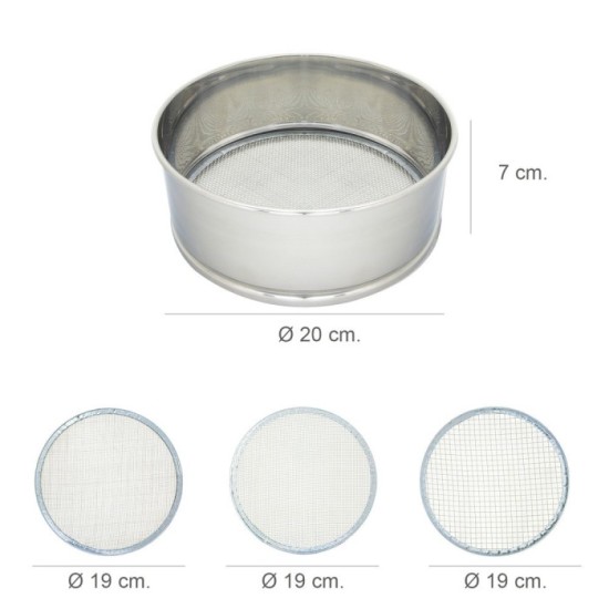 Harinero Tamizador Acero Inoxidable Ø 20 cm, Con 3 Mallas Intercambiables al por Mayor | Almacén de Ferretería