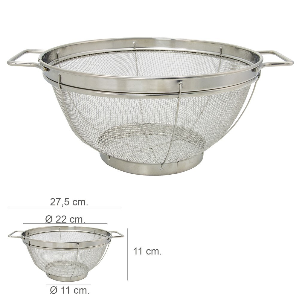 Escurridor Malla Acero Inoxidable Con Asas Ø 22 cm, al por Mayor | Almacén de Ferretería