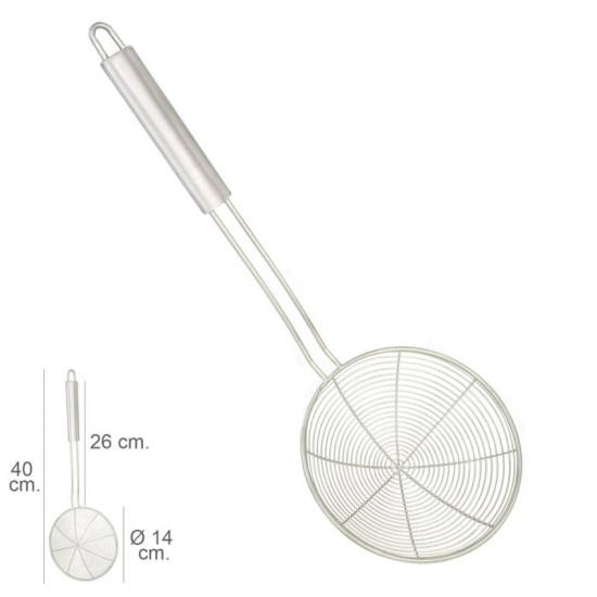 Espumadera Alambre Acero inoxidable Ø 14 cm, Mango Redondo 26 cm, al por Mayor | Almacén de Ferretería