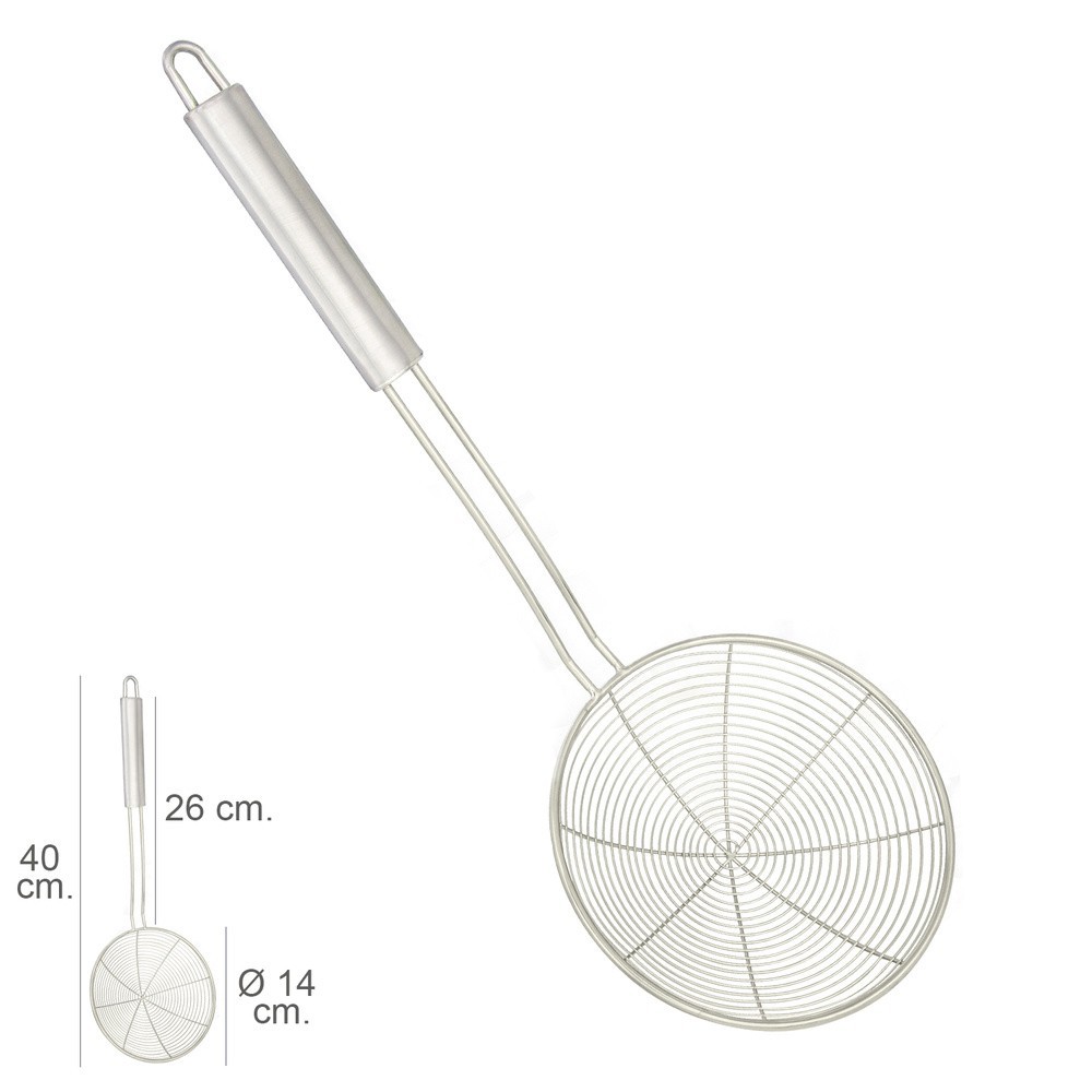 Espumadera Alambre Acero inoxidable Ø 14 cm, Mango Redondo 26 cm, al por Mayor | Almacén de Ferretería