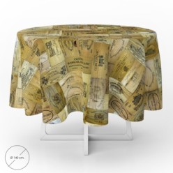 Mantel Hule Redondo Tablones Vino Impermeable Antimanchas PVC Ø 140 cm, Uso Interior y Exterior