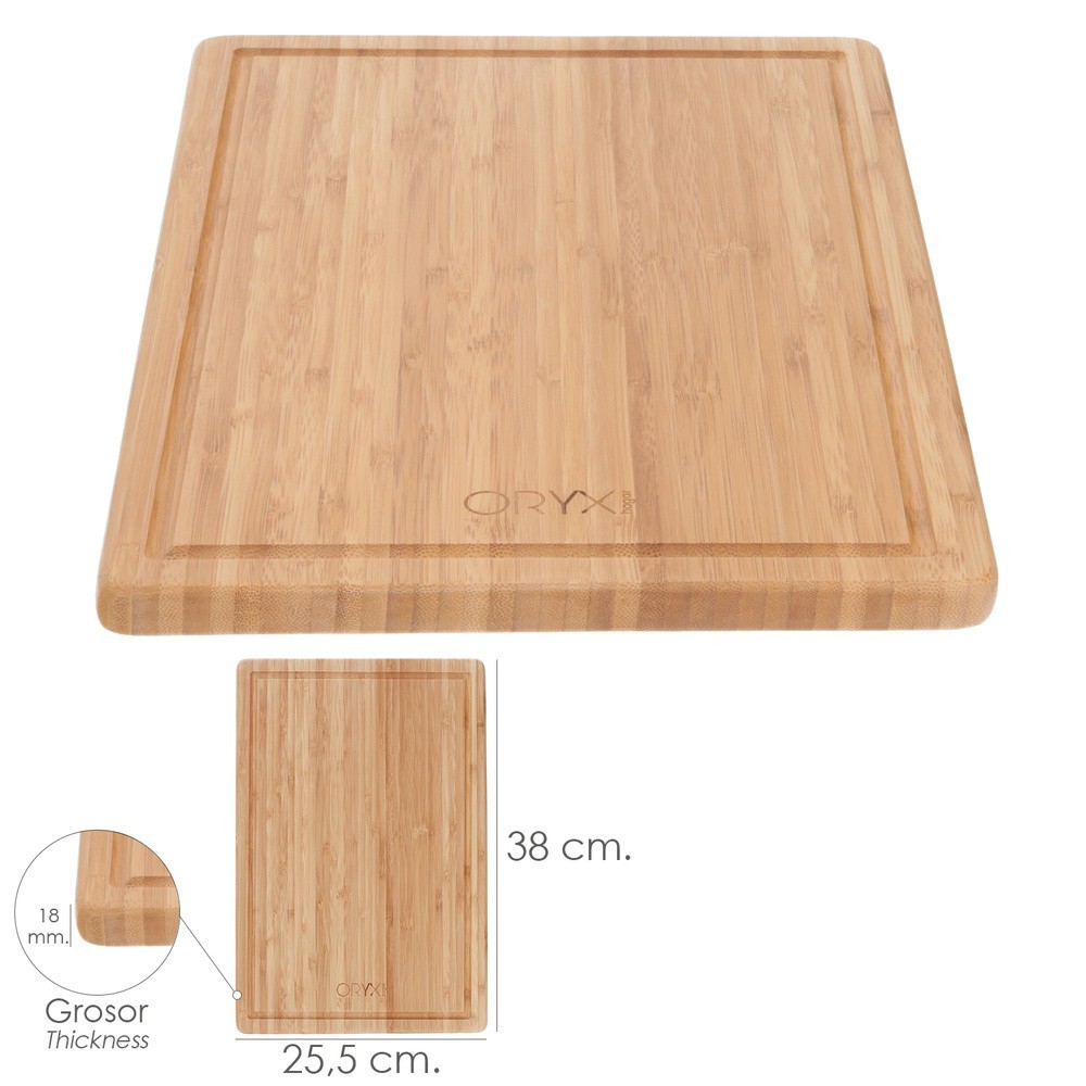 Tabla Cortar Cocina Fabricada En Madera De Bambu 100% Con Ranura 32x25,5 cm,Tabla Cortar,Carne Pescado,Verduras,Frutas,Alimentos