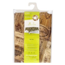 Mantel Hule Rectangular Tablones Vino Impermeable Antimanchas PVC 140x250 cm,  Recortable Uso Interior y Exterior