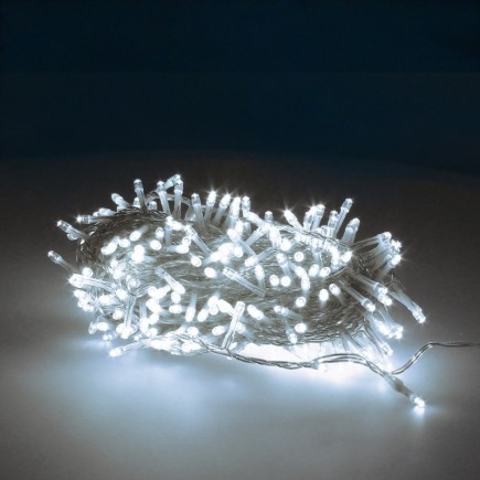 Guirnalda Luces Navidad 300 Leds Color Blanco Frio Luz Navidad Interiores y Exteriores Ip44, Cable Transparente,