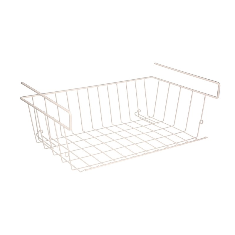 Cesta Bajo Estante Colgante Blanca 39x25x11cm,