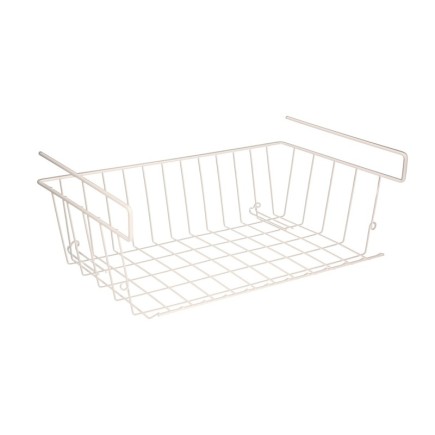 Cesta Bajo Estante Colgante Blanca 39x25x11cm,